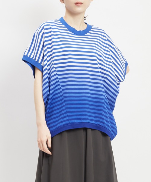 gomme(ゴム)の「グラデーションバルーンT(Tシャツ/カットソー・レディース・ブルー/チャコールグレー/ブラック・MEDIUM)」の1枚目の写真