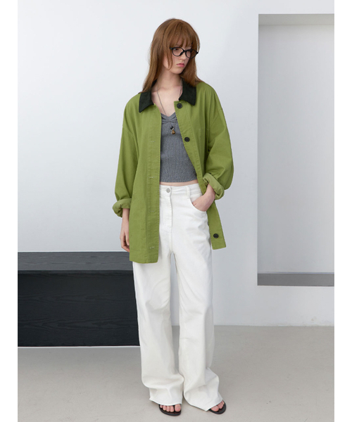ATELIER NAIN(アトリエナイン)の「STITCH COUDUROY COLLAR OLIVE JACKET (CT-1478)(その他アウター・レディース・オリーブ・FREE)」の2枚目の写真