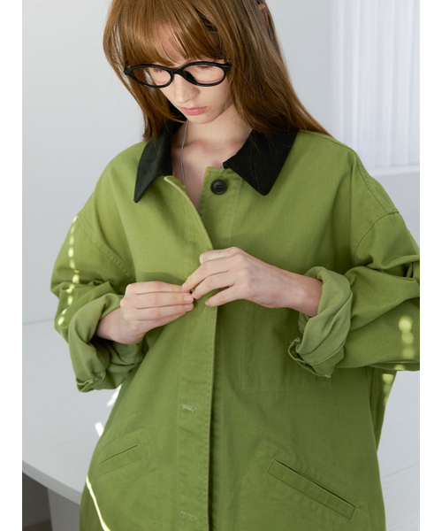 ATELIER NAIN(アトリエナイン)の「STITCH COUDUROY COLLAR OLIVE JACKET (CT-1478)(その他アウター・レディース・オリーブ・FREE)」の3枚目の写真