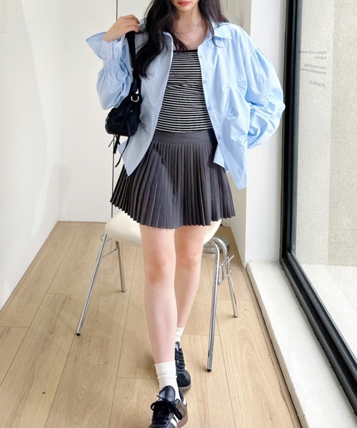 Ada.(エイダ)の「タッキングデザイン キャンディースリーブ 長袖 シャツ(シャツ/ブラウス・レディース・ブルー/ピンク/ホワイト・FREE)」の21枚目の写真
