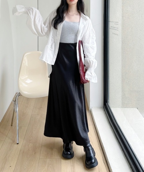 Ada.(エイダ)の「タッキングデザイン キャンディースリーブ 長袖 シャツ(シャツ/ブラウス・レディース・ブルー/ピンク/ホワイト・FREE)」の6枚目の写真
