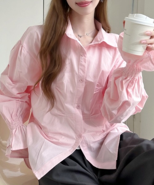 Ada.(エイダ)の「タッキングデザイン キャンディースリーブ 長袖 シャツ(シャツ/ブラウス・レディース・ブルー/ピンク/ホワイト・FREE)」の22枚目の写真