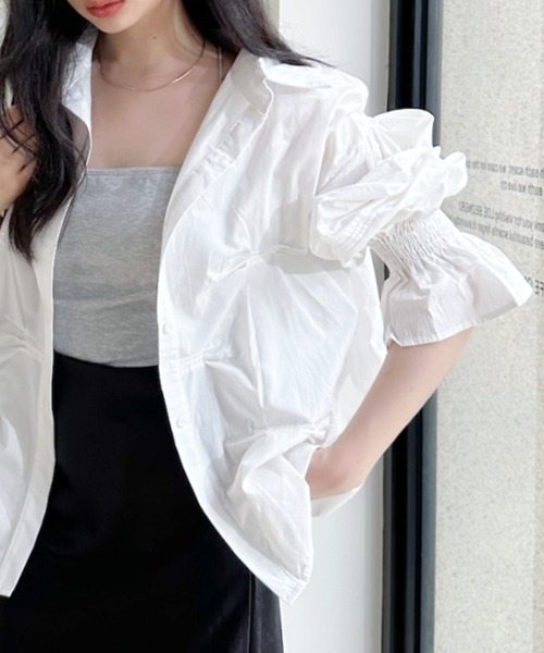 Ada.(エイダ)の「タッキングデザイン キャンディースリーブ 長袖 シャツ(シャツ/ブラウス・レディース・ブルー/ピンク/ホワイト・FREE)」の17枚目の写真