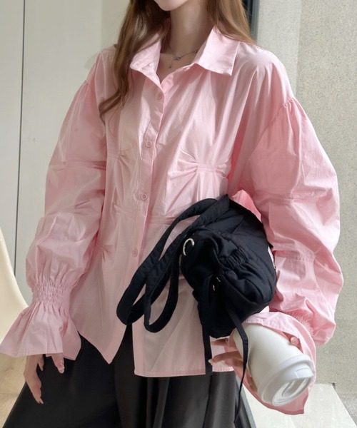 Ada.(エイダ)の「タッキングデザイン キャンディースリーブ 長袖 シャツ(シャツ/ブラウス・レディース・ブルー/ピンク/ホワイト・FREE)」の14枚目の写真