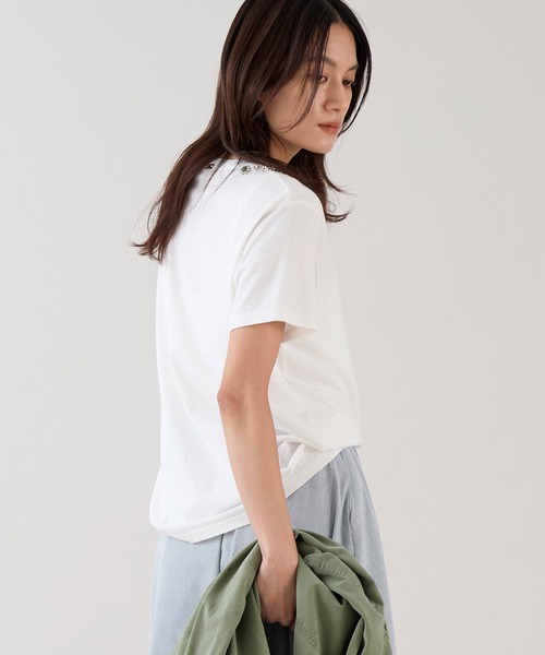 marmors（マルモア）の「【marmors】ビジューTシャツ（Tシャツ/カットソー・レディース・ホワイト/チャコールグレー・36）」の6枚目の写真