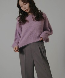 NYLAUS | 【SG】ショート丈 ボリューム袖 シャギーニット プルオーバー(ニット/セーター)