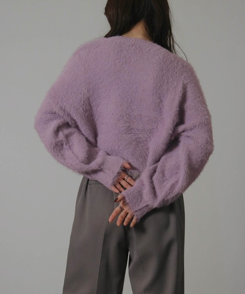 NYLAUS（ナイラス）の「【SG】ショート丈 ボリューム袖 シャギーニット プルオーバー（ニット/セーター・レディース・サックスブルー/ホワイト×ブラック/オフホワイト/パープル・M）」の19枚目の写真