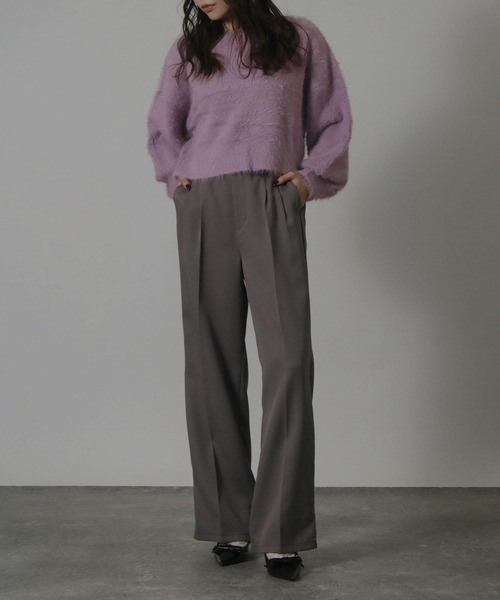 NYLAUS（ナイラス）の「【SG】ショート丈 ボリューム袖 シャギーニット プルオーバー（ニット/セーター・レディース・サックスブルー/ホワイト×ブラック/オフホワイト/パープル・M）」の20枚目の写真