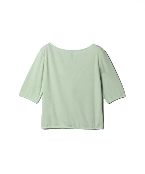ESTNATION(エストネーション)の「GOOD PEOPLE GOOD STITCHING GOOD PRODUCT for ESTNATION / コットンシルクTシャツ(Tシャツ/カットソー・レディース・ブラック/ライトグリーン・FREE)」の4枚目の写真