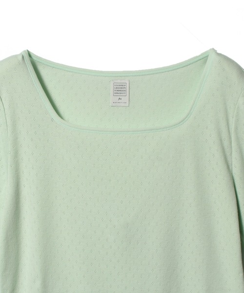 ESTNATION(エストネーション)の「GOOD PEOPLE GOOD STITCHING GOOD PRODUCT for ESTNATION / コットンシルクTシャツ(Tシャツ/カットソー・レディース・ブラック/ライトグリーン・FREE)」の5枚目の写真