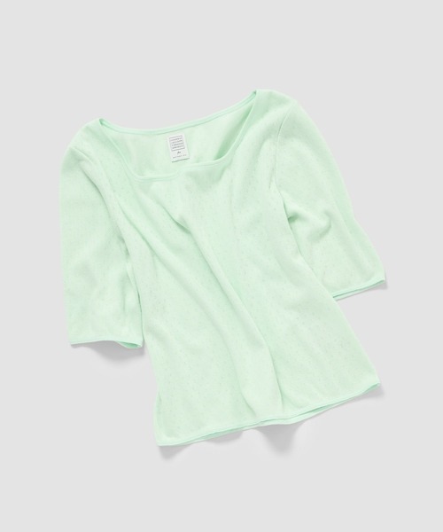 ESTNATION(エストネーション)の「GOOD PEOPLE GOOD STITCHING GOOD PRODUCT for ESTNATION / コットンシルクTシャツ(Tシャツ/カットソー・レディース・ブラック/ライトグリーン・FREE)」の7枚目の写真