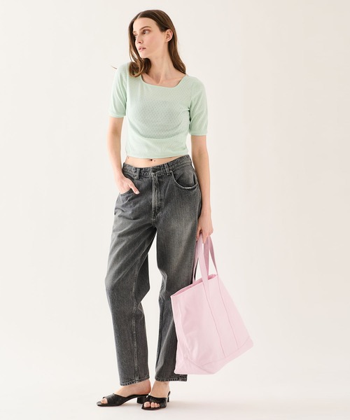 ESTNATION(エストネーション)の「GOOD PEOPLE GOOD STITCHING GOOD PRODUCT for ESTNATION / コットンシルクTシャツ(Tシャツ/カットソー・レディース・ブラック/ライトグリーン・FREE)」の10枚目の写真