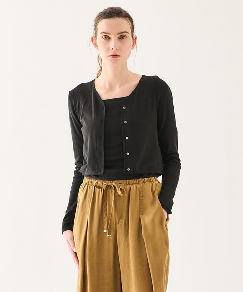 ESTNATION(エストネーション)の「GOOD PEOPLE GOOD STITCHING GOOD PRODUCT for ESTNATION / コットンシルクTシャツ(Tシャツ/カットソー・レディース・ブラック/ライトグリーン・FREE)」の15枚目の写真