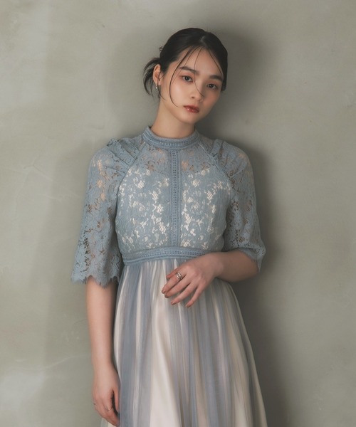 Rose of Sharon（ローズオブシャロン）の「花柄刺繍レースプリーツドレス（ドレス・レディース・カーキ/ダークブラウン/ブラック/グレイッシュブルー/ダークラベンダー・M）」の7枚目の写真