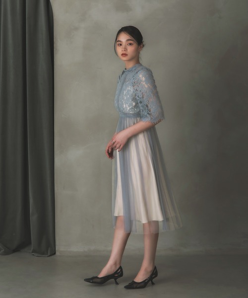 Rose of Sharon（ローズオブシャロン）の「花柄刺繍レースプリーツドレス（ドレス・レディース・カーキ/ダークブラウン/ブラック/グレイッシュブルー/ダークラベンダー・M）」の9枚目の写真