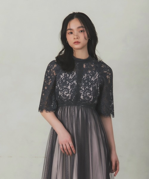 Rose of Sharon（ローズオブシャロン）の「花柄刺繍レースプリーツドレス（ドレス・レディース・カーキ/ダークブラウン/ブラック/グレイッシュブルー/ダークラベンダー・M）」の13枚目の写真