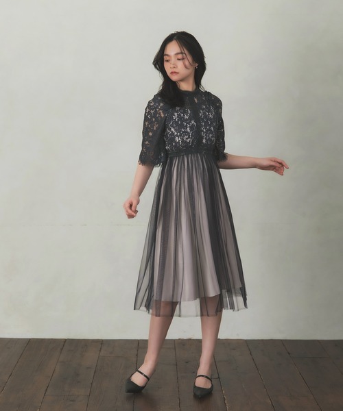 Rose of Sharon（ローズオブシャロン）の「花柄刺繍レースプリーツドレス（ドレス・レディース・カーキ/ダークブラウン/ブラック/グレイッシュブルー/ダークラベンダー・M）」の15枚目の写真