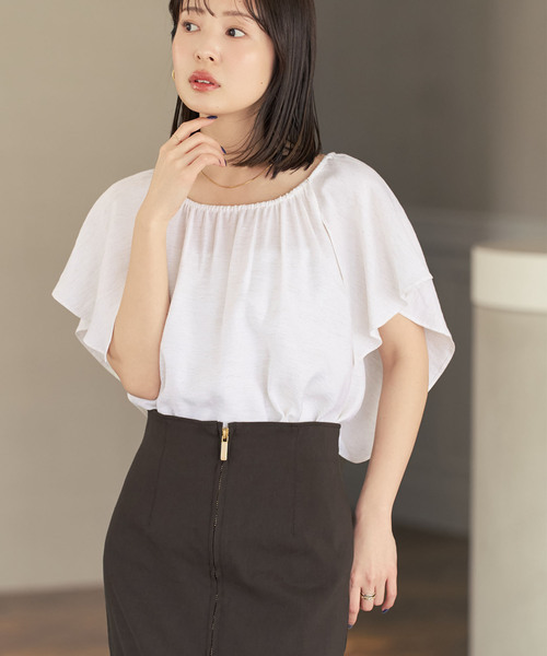 Noble(ノーブル)の「《セットアップ対応》【洗える】ファジーリネン2WAYフリルブラウス(シャツ/ブラウス・レディース・ホワイト/ブラウン/ブラック・FREE)」の16枚目の写真