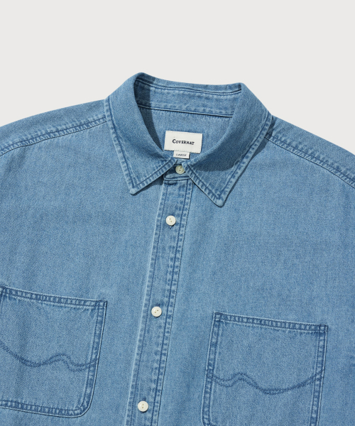 COVERNAT（カバーナット）の「ワークデニムハーフシャツブルー（シャツ/ブラウス・メンズ・その他・X-SMALL/SMALL/MEDIUM/LARGE/X-LARGE/XX-LARGE）」の7枚目の写真