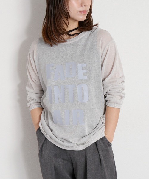 cepo（セポ）の「ロゴプリントシアーロングスリーブカットソー / ニット（ニット/セーター・レディース・グレー/ブラック/オフホワイト・M）」の3枚目の写真