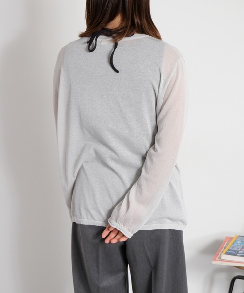 cepo（セポ）の「ロゴプリントシアーロングスリーブカットソー / ニット（ニット/セーター・レディース・グレー/ブラック/オフホワイト・M）」の17枚目の写真