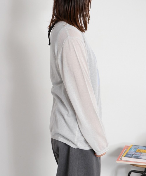 cepo（セポ）の「ロゴプリントシアーロングスリーブカットソー / ニット（ニット/セーター・レディース・グレー/ブラック/オフホワイト・M）」の18枚目の写真