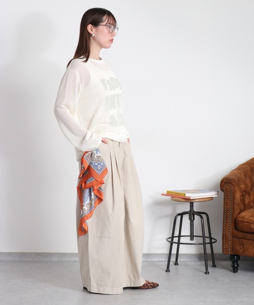 cepo（セポ）の「ロゴプリントシアーロングスリーブカットソー / ニット（ニット/セーター・レディース・グレー/ブラック/オフホワイト・M）」の5枚目の写真