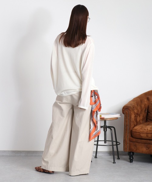 cepo（セポ）の「ロゴプリントシアーロングスリーブカットソー / ニット（ニット/セーター・レディース・グレー/ブラック/オフホワイト・M）」の7枚目の写真