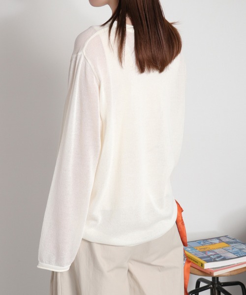 cepo（セポ）の「ロゴプリントシアーロングスリーブカットソー / ニット（ニット/セーター・レディース・グレー/ブラック/オフホワイト・M）」の12枚目の写真