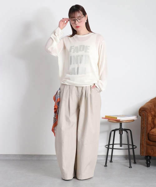 cepo（セポ）の「ロゴプリントシアーロングスリーブカットソー / ニット（ニット/セーター・レディース・グレー/ブラック/オフホワイト・M）」の4枚目の写真