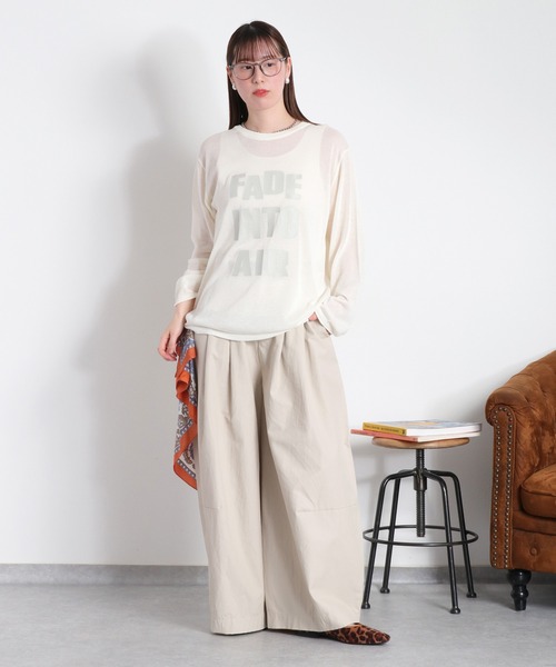 cepo（セポ）の「ロゴプリントシアーロングスリーブカットソー / ニット（ニット/セーター・レディース・グレー/ブラック/オフホワイト・M）」の9枚目の写真