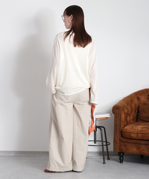 cepo（セポ）の「ロゴプリントシアーロングスリーブカットソー / ニット（ニット/セーター・レディース・グレー/ブラック/オフホワイト・M）」の6枚目の写真