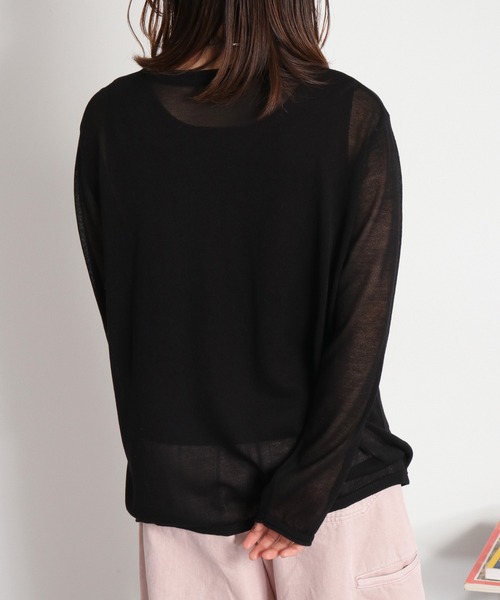 cepo（セポ）の「ロゴプリントシアーロングスリーブカットソー / ニット（ニット/セーター・レディース・グレー/ブラック/オフホワイト・M）」の13枚目の写真