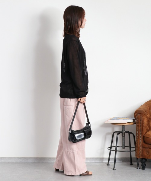 cepo（セポ）の「ロゴプリントシアーロングスリーブカットソー / ニット（ニット/セーター・レディース・グレー/ブラック/オフホワイト・M）」の21枚目の写真