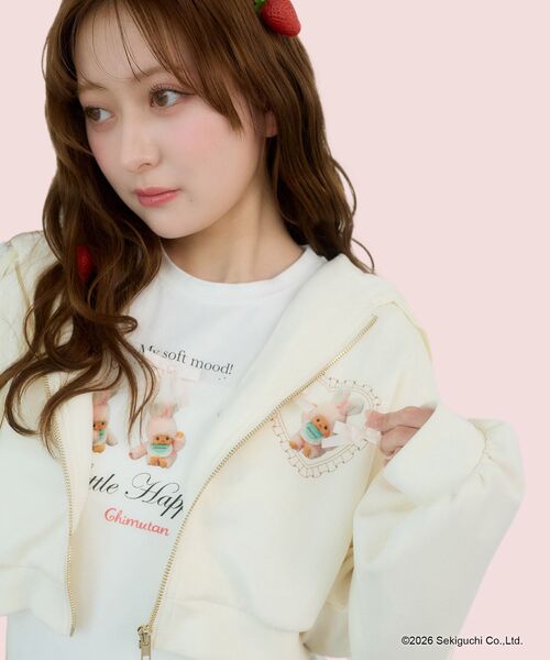 MAJESTIC LEGON(マジェスティックレゴン)の「チムたんショートパーカー(パーカー・レディース・アイボリー/ピンクベージュ・MEDIUM)」の2枚目の写真