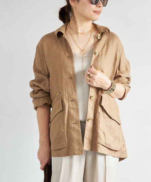 Deuxieme Classe（ドゥーズィエムクラス）の「OGLINEN COVERALL ジャケット（その他アウター・レディース・キャメル・FREE）」の3枚目の写真