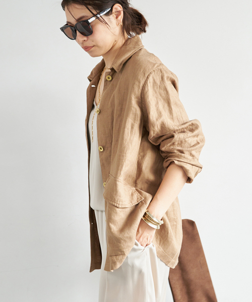 Deuxieme Classe（ドゥーズィエムクラス）の「OGLINEN COVERALL ジャケット（その他アウター・レディース・キャメル・FREE）」の4枚目の写真