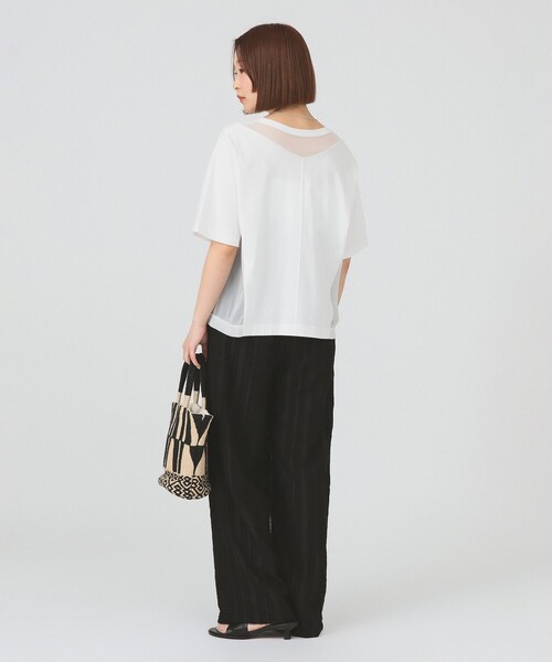 Ray BEAMS(レイビームス)の「【8/6 再値下げ】シアー キリカエ クルーネック Tシャツ(Tシャツ/カットソー・レディース・ブラック/ホワイト・ONE SIZE)」の3枚目の写真