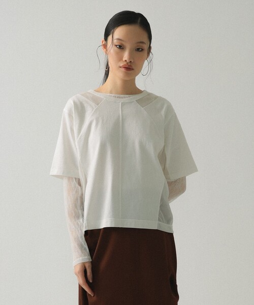 Ray BEAMS(レイビームス)の「【8/6 再値下げ】シアー キリカエ クルーネック Tシャツ(Tシャツ/カットソー・レディース・ブラック/ホワイト・ONE SIZE)」の22枚目の写真