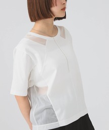 【8/6 再値下げ】シアー キリカエ クルーネック Tシャツ