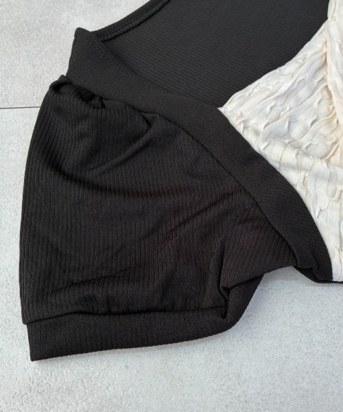 lulufa（ルルファ）の「フロントクロスデザイン配色ミニワンピース（ワンピース・レディース・ブラック・LARGE/MEDIUM）」の13枚目の写真