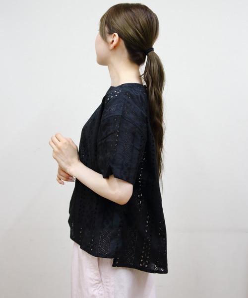 Vincent et Mireille（バンソンエミレイユ）の「VINCENT ET MIREILLE/ヴァンソン エ ミレイユ　ボートネックブラウス　BOAT NECK BLOUSE（シャツ/ブラウス・レディース・ホワイト/ブラック/ブルー・FREE）」の18枚目の写真