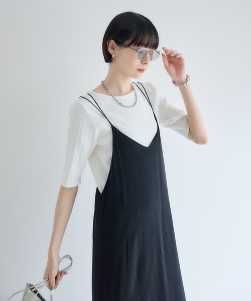 Paradise Picnic(パラダイスピクニック)の「cloche 5分袖リブニットトップス(ニット/セーター・レディース・レッド/ホワイト/ブラック・FREE)」の6枚目の写真