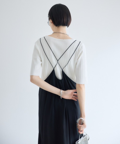 Paradise Picnic(パラダイスピクニック)の「cloche 5分袖リブニットトップス(ニット/セーター・レディース・レッド/ホワイト/ブラック・FREE)」の7枚目の写真