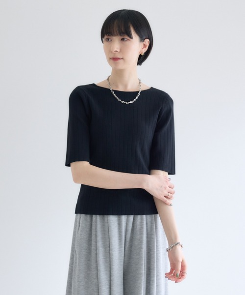 Paradise Picnic(パラダイスピクニック)の「cloche 5分袖リブニットトップス(ニット/セーター・レディース・レッド/ホワイト/ブラック・FREE)」の15枚目の写真