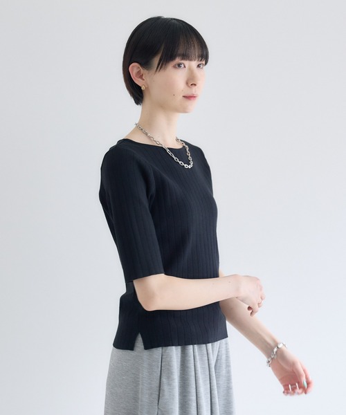 Paradise Picnic(パラダイスピクニック)の「cloche 5分袖リブニットトップス(ニット/セーター・レディース・レッド/ホワイト/ブラック・FREE)」の16枚目の写真