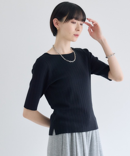 Paradise Picnic(パラダイスピクニック)の「cloche 5分袖リブニットトップス(ニット/セーター・レディース・レッド/ホワイト/ブラック・FREE)」の17枚目の写真