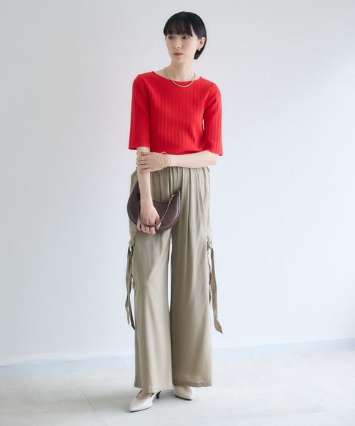 Paradise Picnic(パラダイスピクニック)の「cloche 5分袖リブニットトップス(ニット/セーター・レディース・レッド/ホワイト/ブラック・FREE)」の19枚目の写真