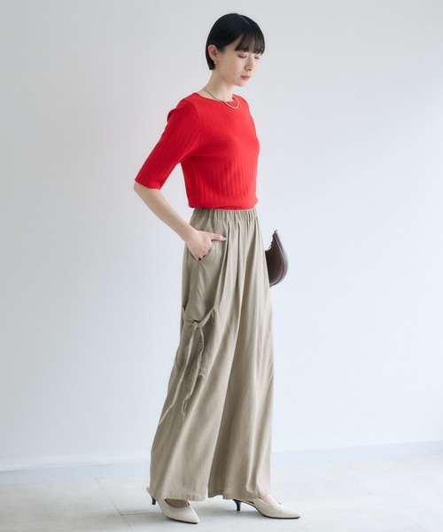 Paradise Picnic(パラダイスピクニック)の「cloche 5分袖リブニットトップス(ニット/セーター・レディース・レッド/ホワイト/ブラック・FREE)」の21枚目の写真