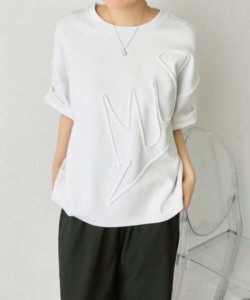 ear PAPILLONNER(イアパピヨネ)の「SUM1コードトップス【SUM1 STYLE】(Tシャツ/カットソー・レディース・ホワイト/ブラック・FREE)」の1枚目の写真